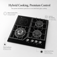 Cuisinière 2-en-1 Gaz et Électrique 60 cm en Verre, Haute Efficacité de Combustion, Prix de Gros Chine, Fabricant
