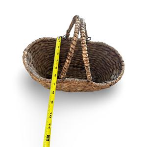 Panier en jacinthe d'eau de style français antique avec deux poignées pivotantes, panier de marché tissé à la main pour la décoration de ferme - Product Image 3