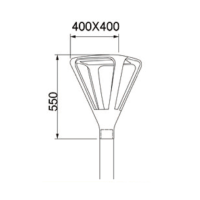 Lampe de jardin LED extérieure, lumière de cour, lumière de rue, 30W AC85-265V, lumière élégante moderne, noire, 6000K, PC aluminium, IP65, 440X440X550MM