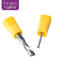 Startnow Mill Cutter Bit Down Cut Deux Flûte Gauche Spirale Bits Carbure Tungstène CNC Routeur Bits End Fraisage Pièces