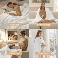 Plaid chauffant électrique en fausse fourrure pour le bureau, 12 réglages de chaleur, pour lit, avec arrêt automatique après 2 heures, lavable en machine