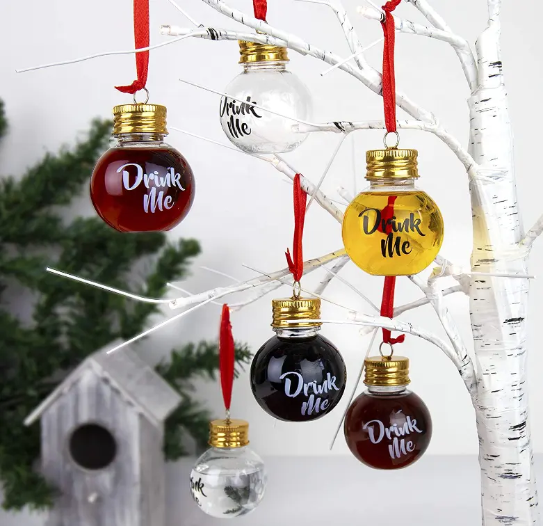 2021 Transparent Booze Filled Christmas Tree Decorations Ornaments Christmas Ball