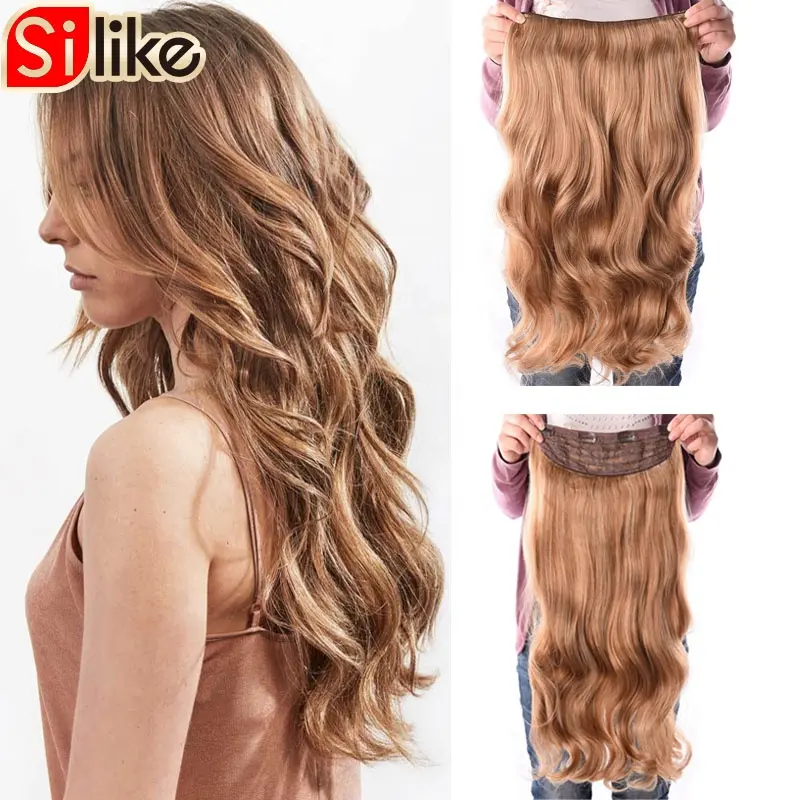 190g 24/22 inch Stretched Wavy Clip in Synthetic Hair Extensions Heat Resistant Fiber 4 Clips one Piece 21Colors Available