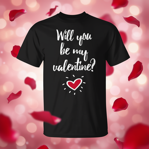 Camiseta con Forma de Corazón para el Día de San Valentín con la Frase '¿Serás mi San Valentín?' Imprimir - Product Image 2