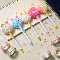 Bolígrafo de plástico simple con diseño de cabeza de peluche de dibujos animados