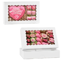 Boîte en carton pour fraises enrobées de chocolat avec fenêtre transparente et dorure, emballage alimentaire pour desserts