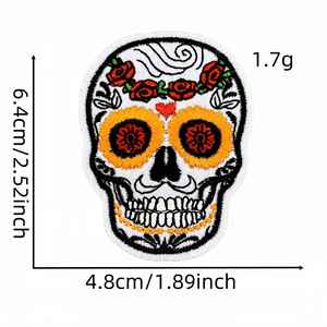 <b>Iron</b> on Mexico Style Embroidered Logo Rose Flower Skull Rose Patch - Product Image 2