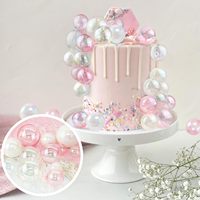 Schillerndes Blasenkugel-Kuchendekorations-Set Rosa Klare Perlenkugel-Topper Herzförmige Streusel Geburtstagsparty-Zubehör