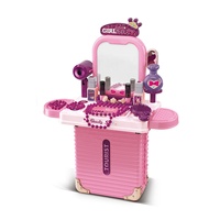 KSF Miroir Coiffeuse 3-en-1 Valise Portable Préscolaire Jouet Faire semblant de Jouer Jouets pour Enfants Beauté Maquillage Ensemble Enfants Jouets