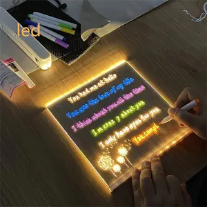 Not kurulu 3D LED lambalar akrilik grafiti eskiz defteri mesaj not kurulu silinebilir USB çocuk çizim kurulu yatak odası gece lambası