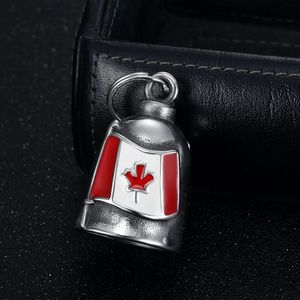 Porte-clés en acier inoxydable avec pendentif feuille d'érable canadienne, cadeau unisexe - Product Image 2