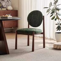 Chaise de salle à manger rembourrée à dossier ovale en bois massif, finition noyer, tissu texturé, chaise d'appoint rembourrée pour salle à manger, mobilier de maison