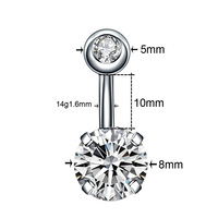 Anneau de nombril en acier inoxydable à quatre griffes serties de zircon, bijoux de piercing pour femme, pour mariage ou cadeau
