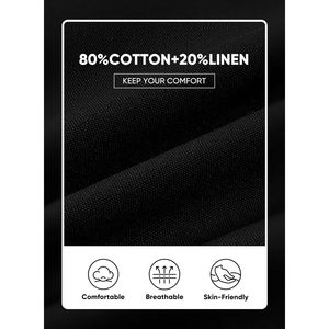 Pantalones Cortos Casuales de Lino y Algodón para Hombre, 8 Pulgadas, Cintura con Botones, Pantalones Cortos de Playa de Verano con Bolsillos, Tela Oxford Transpirable - Product Image 6