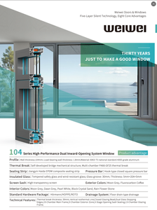 Fenêtre à battants moderne de qualité supérieure Uw1.8 42dB série 86, isolation thermique, quincaillerie allemande Hoppe, vitrage à 5 étages d'étanchéité - Product Image 3