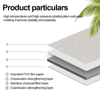 Luxe léger et panneau mural en PVC de texture de tissu de placage de bois de charbon de bambou simple