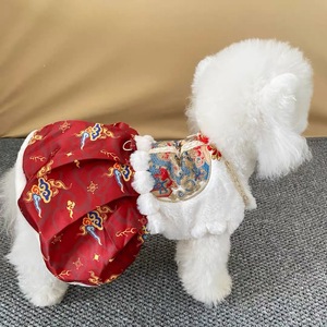 Traje Tang con falda de cara de caballo para perros pequeños, ropa acolchada de invierno para mascotas, mono de algodón grueso con forro polar - Product Image 3