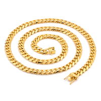 Collier ras du cou en acier inoxydable plaqué or 18K pour homme, chaîne cubaine Miami, sans ternissement