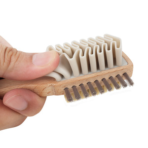 Ensemble de brosses à chaussures Yingte, 2 pièces, manche en bois, nettoyage du daim et du cuir, avec boucle de suspension, pour le soin des baskets et des chaussures - Product Image 4