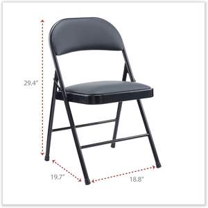 Silla Plegable Alera de Diseño Contemporáneo, Acolchada de PU, Soportes Metálicos, Soporta hasta 250 Libras, Asiento, Respaldo y Base Negros, Uso en Exteriores, Paquete de 4/Caja - Product Image 3