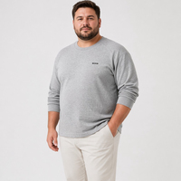 T-shirt à manches longues pour homme, col rond, manches raglan, mélange de coton, décontracté, grandes tailles, coupe ample, 6XL 7XL