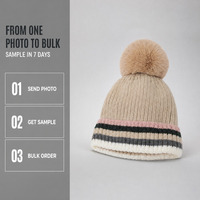 Bonnet d'hiver personnalisé Highfly en tricot torsadé à motif écossais camouflage avec pompon et doublure polaire, OEM ODM, MOQ 100 pièces, Chine