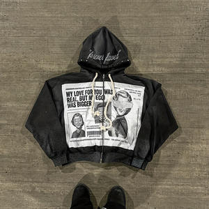 <span class=keywords><strong>Felpa</strong></span> <span class=keywords><strong>con</strong></span> Cappuccio Personalizzata 100% Cotone Stile Streetwear Y2K <span class=keywords><strong>con</strong></span> Design <span class=keywords><strong>Oversize</strong></span> <span class=keywords><strong>con</strong></span> <span class=keywords><strong>Zip</strong></span>, Set Casual Trendy Hip-Hop Retrò - Product Image 2