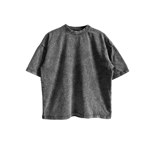 T-shirt pour homme en coton tricoté lavé, taille plus, manches courtes, t-shirt pour homme en coton tricoté lavé, OEM Fried Snowflake - Product Image 2