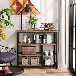 Cuisine Baker Rack 4 Niveau & 4 Niveau Micro-ondes De Stockage Stand avec 2 Slide-Out Mesh Paniers Vintage Étagère de Rangement pour Épices - Product Image 4