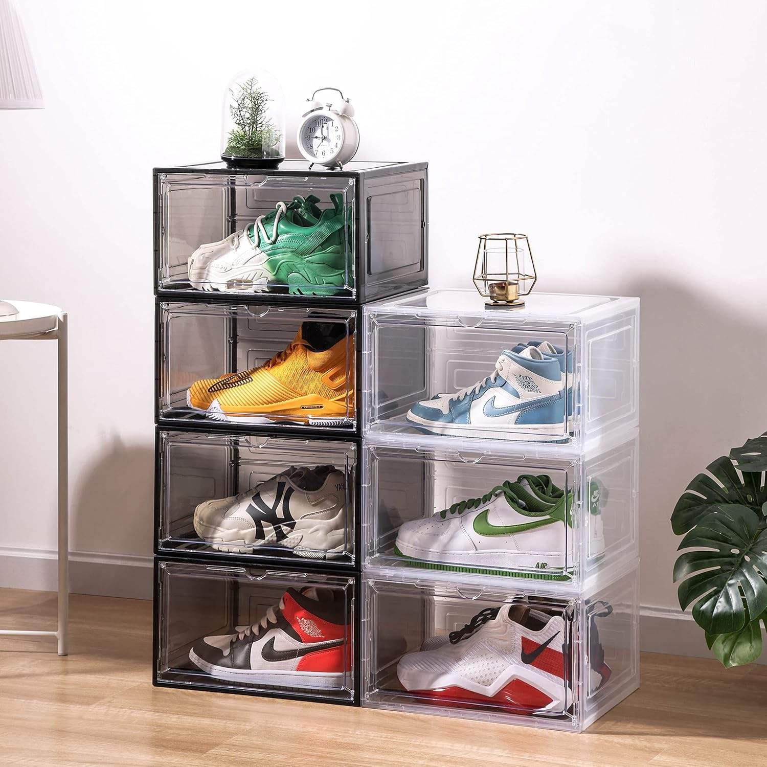 Clear Stackable Shoe Storage Box Durable Space-saving