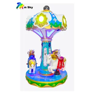 M Sky fiberglas 3 atlıkarınca koltuğu satın mini merry go yuvarlak kapalı Kiddy binmek at çocuklar için aile eğlence oyunları parkı binmek