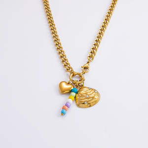 Collar con Colgante de Corazón de Acero Inoxidable Estilo Europeo Americano con Cuentas de Letras de Zirconia, Cadena para Clavícula, Joyería de Regalo de Alta Gama - Product Image 5