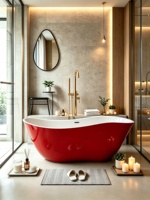 Baignoire autoportante haut de gamme en acrylique monobloc irrégulière, garantie 3 ans, installation sur site pour petites maisons