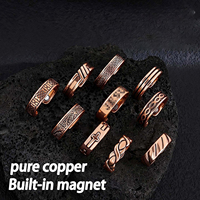 Cincin Magnetik Tembaga Merah dengan Pola Ukiran Premium, Cincin Terbuka Totem Modis