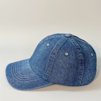 Groothandel op maat gemaakte denim baseballcap met logo, 6 panelen, vintage gewassen, 'dad hat' met metalen gesp voor zakelijke relatiegeschenken en teams