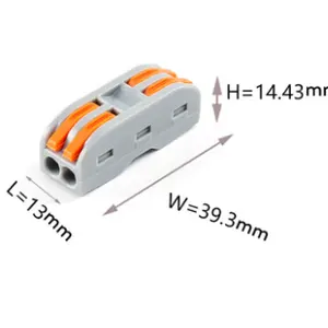 Tuas ringkas konduktor kawat kacang blok Terminal cepat 222 spl-2 2 SIRKUIT Inline sambungan konektor push Wire konektor