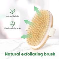 Brosse de bain ovale à main avec logo personnalisé, exfoliant, humide et sec, en bois, poils de sanglier, pour massage de la peau sèche, brosse en bambou