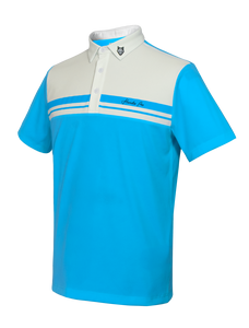Polo à manches courtes pour homme, vert et blanc, en tissu tricoté, design rayé, logo sur le devant, coupe classique - Product Image 4