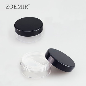 Pot de poudre libre simple de 5g avec tamis rotatif Boîte à poudre libre noire ronde de marque privée - Product Image 2