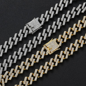 สร้อยคิวบา 15 มม., เครื่องประดับฮิปฮอปประดับเพชรเทียม, สร้อยคิวบาทรงข้าวหลามตัดสำหรับผู้ชายและผู้หญิง - Product Image 3