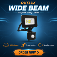 Projecteur LED OUTLUX E048EIS 10W IP65 à angle de faisceau de 120° avec capteur pour l'éclairage de jardin et de paysage, haute luminosité 6500K