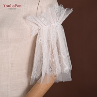 YouLaPan VM63 Manches trompette en dentelle florale et résille, à double couche plissée, avec bande élastique, manchettes détachables, élégantes, pour la décoration des bras