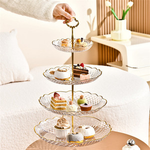 Elegant 2 3 4 Tier Option Acrylic Dessert Cake Stand with Gold Handle for Weddings Parties Afternoon Tea Decoration - Product Image 3