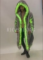RICHSHINING-Manteau sexy en fausse fourrure LED pour hommes, manteau sexy lumineux à LED, veste à capuche chaude et brillante pour la salle de bal et la fête d'Halloween