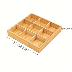 Caja de Madera para Frutos Secos, Caja de Almacenamiento de Madera con Rejilla, Caja de Bambú para Frutos Secos Dividida en 9 Compartimentos, Caja de Almacenamiento de Madera - Product Image 6