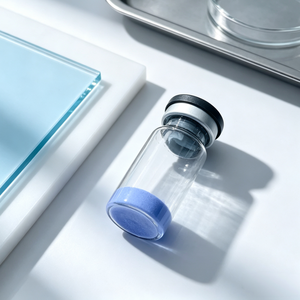 Fournisseurs en gros de poudre lyophilisée de peptide GHK-CU en flacon en verre, peptide de cuivre bleu, matière première cosmétique pour les soins de la peau - Product Image 2