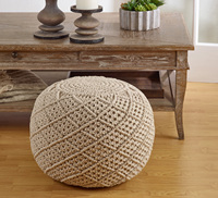 Pouf de sol moderne en macramé fait main en coton biologique avec rembourrage pour la maison et le bureau