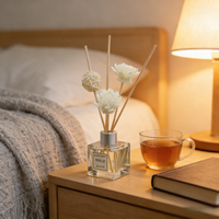 Flacon diffuseur à bâtonnets en verre sans BPA de 50 ml, sans alcool, écologique, pour parfum d'ambiance et huiles essentielles, cadeau floral, directement de l'usine