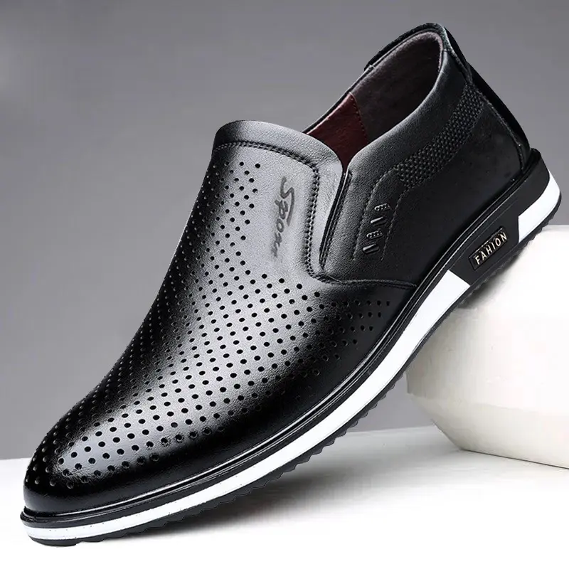 Factory price wholesale men's Office leather breathable classic white black soft dress shoes casual shoes dress sneakers
