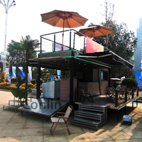 Camion-bar mobile avec sièges, remorque alimentaire de 5 mètres avec sièges sur le toit